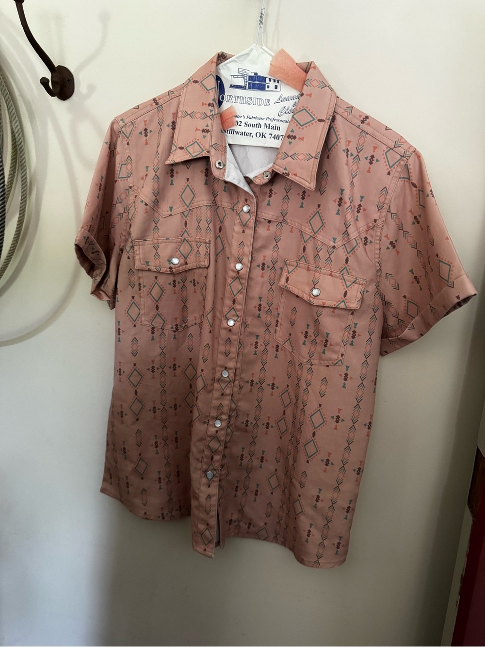 Dusty Pink Short-Sleeve Button-Down Shirt